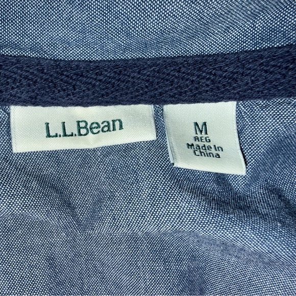 L.L. Bean Women's Soft Cotton Rugby Henley Collar Long Sleeve Orange White Sz M - Picture 9 of 11